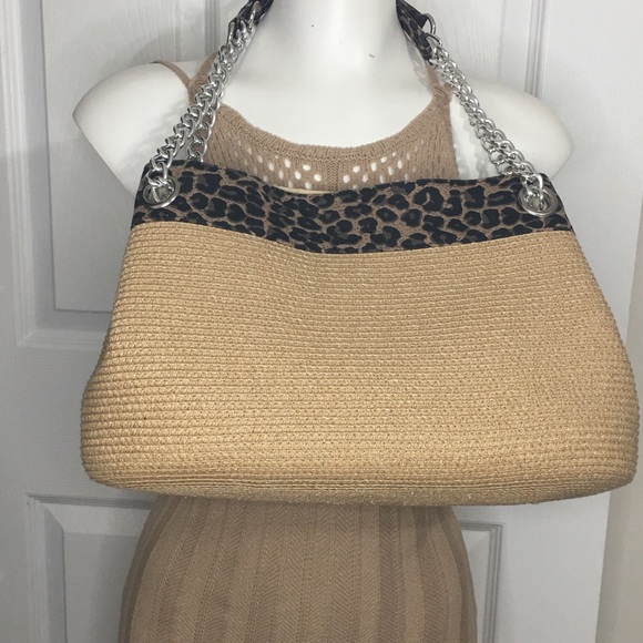 Mixed Media Straw Purse - Picture 2 of 5